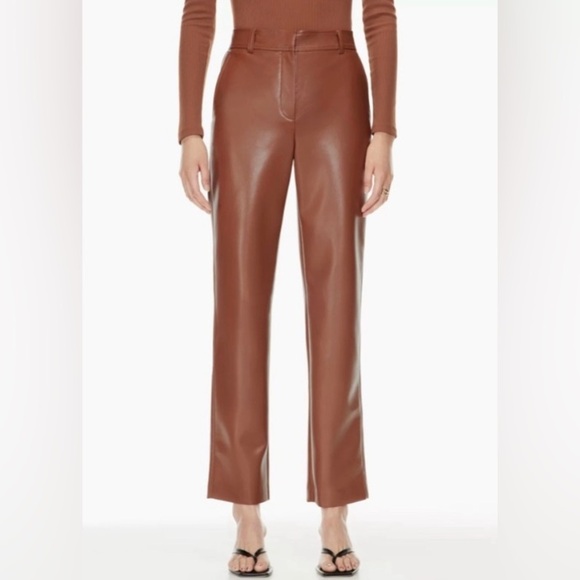 Aritzia Pants Women’s 00 Babaton Command Pant Vegan Leather Chocolate Brown - Picture 1 of 11